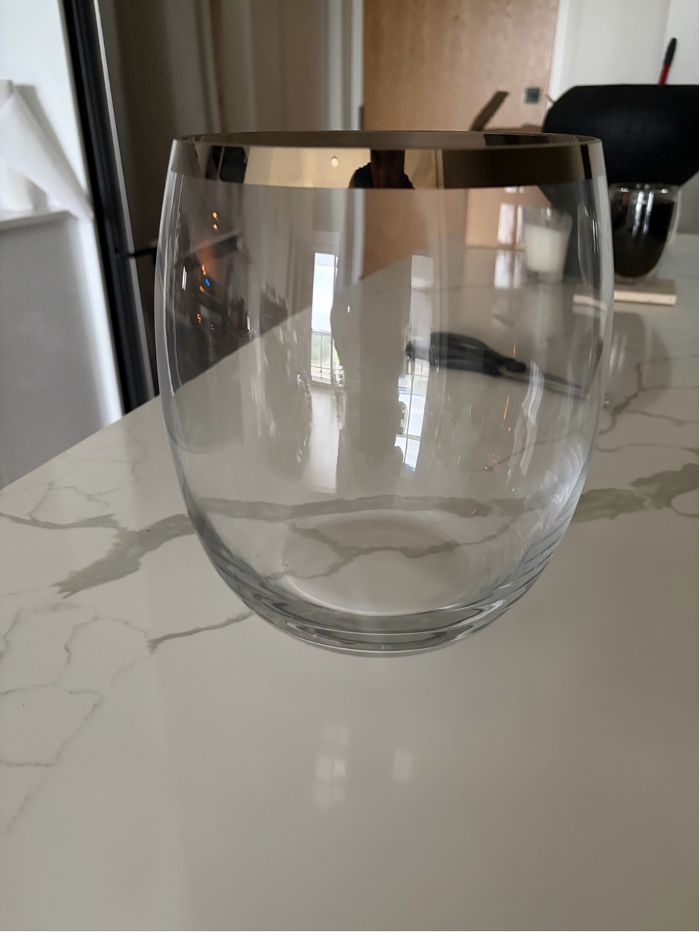 Glass Vase/Champagne Bucket with Metallic Rim